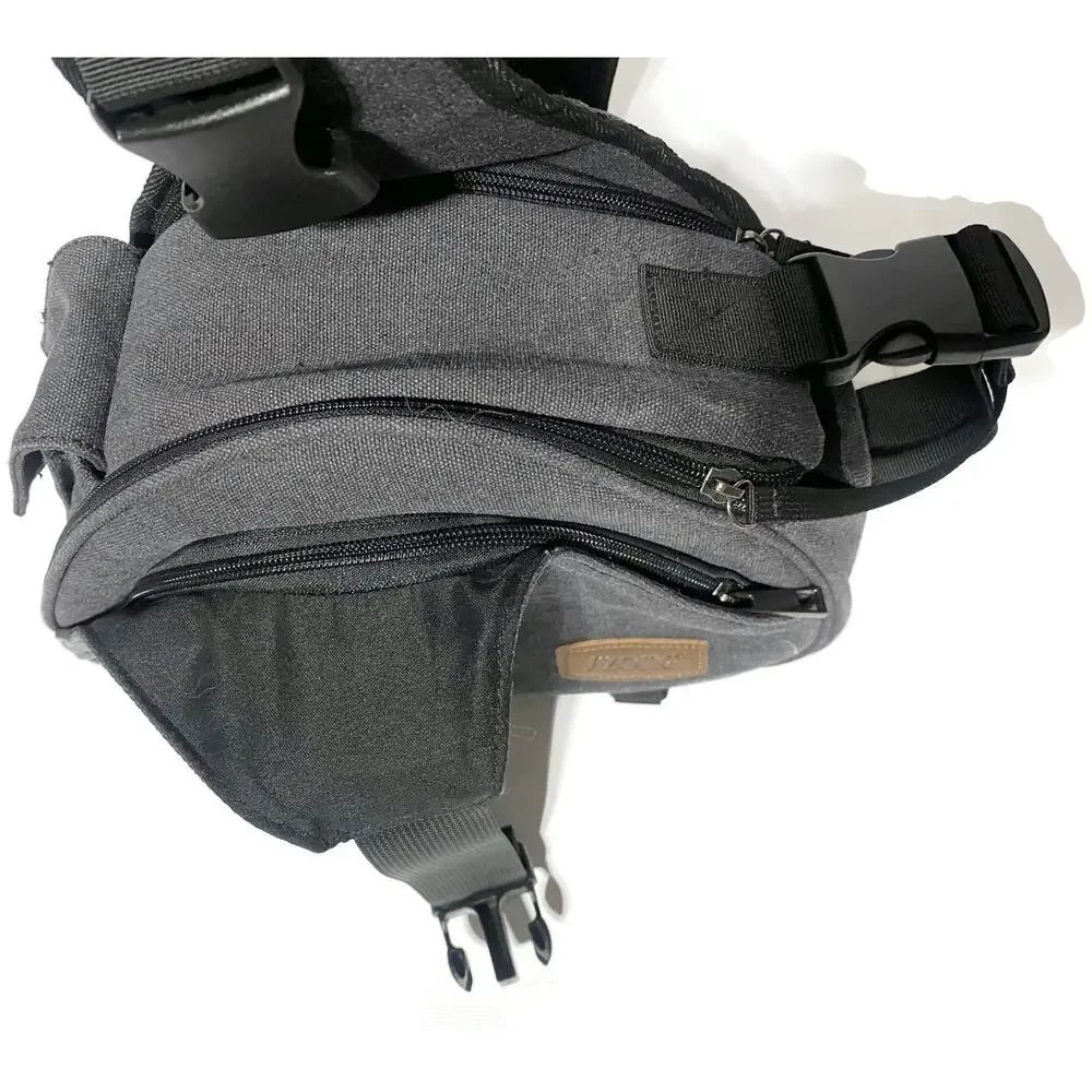 S-ZONE Canvas Camera Sling Bag Crossbody Backpack Gray Tripod Holder DSLR